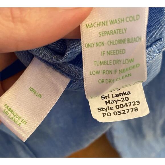 Lilly Pulitzer Sea View Linen Shirt Beckon Blue Button Down LS Sz XXS - Picture 5 of 6